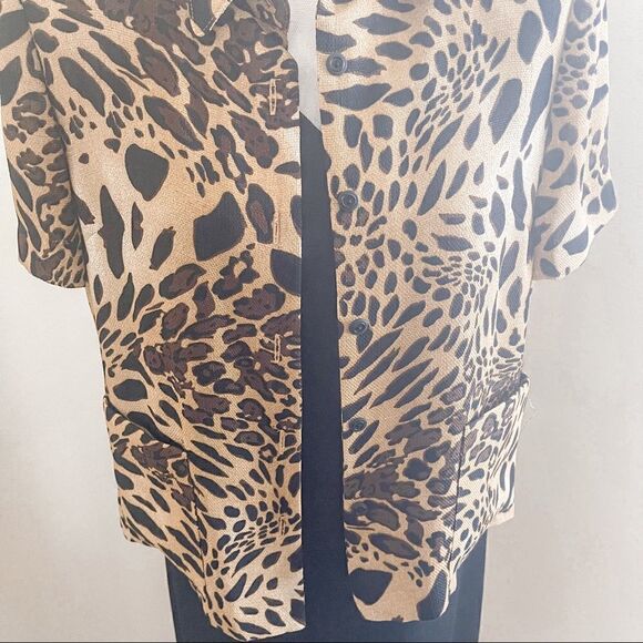 Vintage Danny & Nicole Black Two Piece Maxi Dress with Animal Print Jacket SZ 6 - Picture 2 of 16